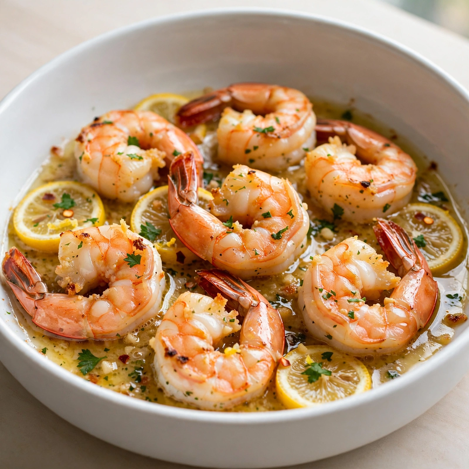 Baked Shrimp with Garlic Lemon Butter Sauce