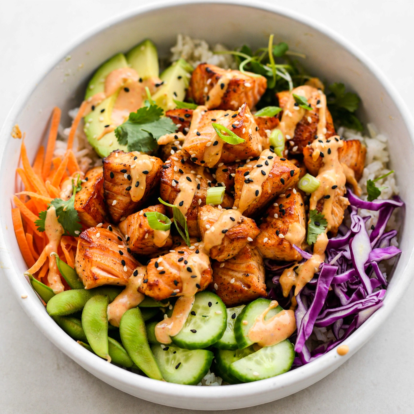 Bang Bang Salmon Rice Bowls