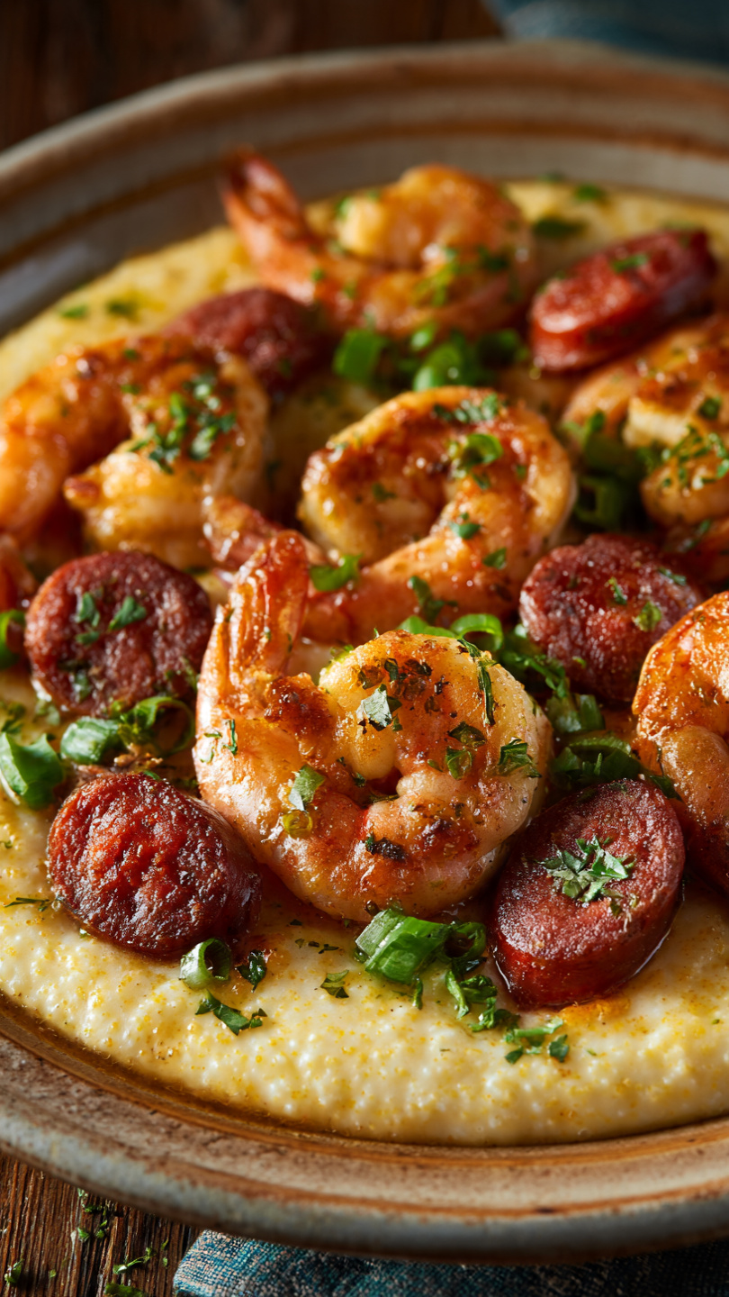 Cajun Shrimp and Grits with Andouille Sausage
