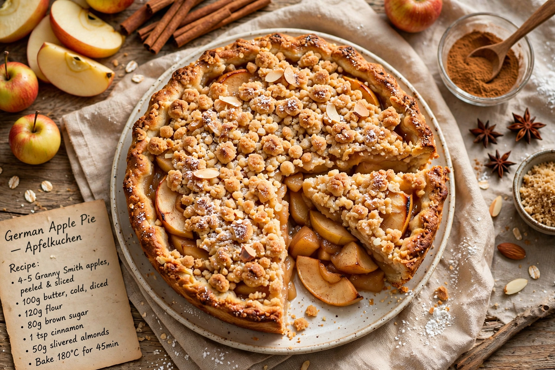 German Apple Pie (Apfelkuchen) with Buttery Shortbread Crust