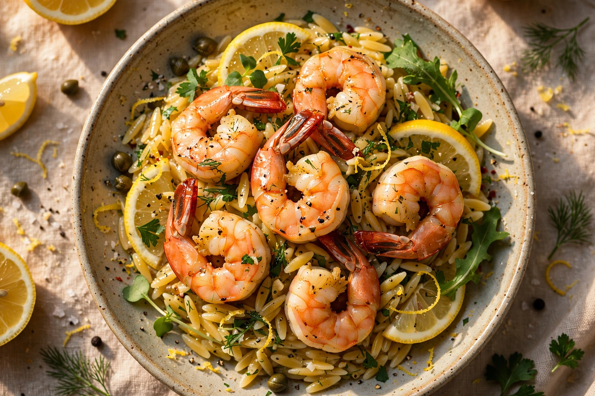 Lemon Pepper Shrimp Orzo