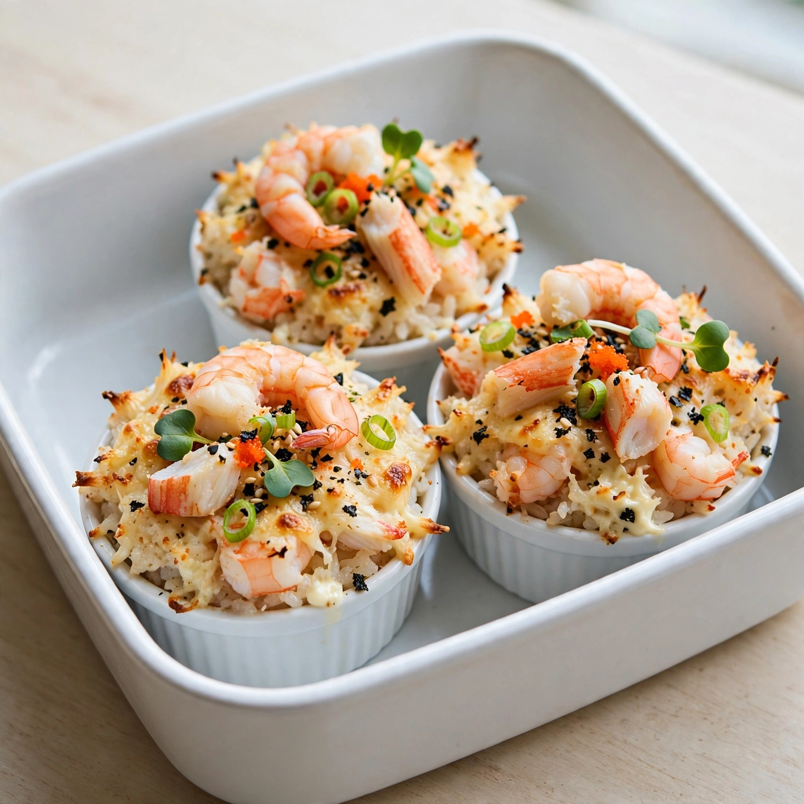 Sushi Bake Cups with Shrimp and Crab